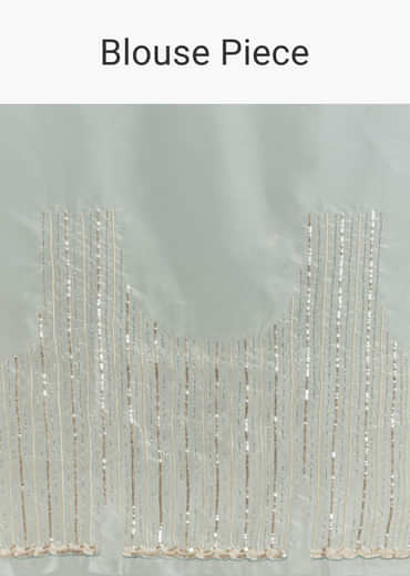 Blue Crush Tissue Saree With Heavy Floral Embroidery