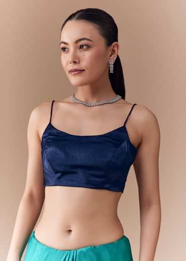 Blue Dual Shaded Embellished Saree with Blouse Fabric