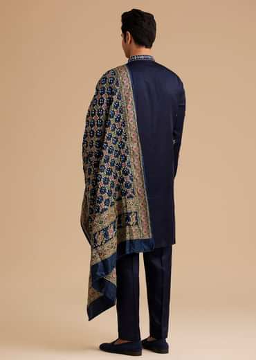 Blue Embroidered Kurta Set with Dupatta