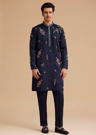Blue Embroidered Kurta Set with Dupatta
