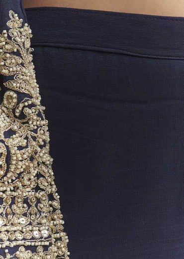 Blue Georgette Kurta Set With Moti And Sequins Work