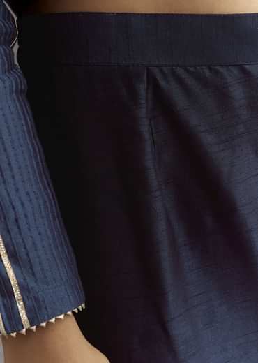 Blue Gotta Work Anarkali Suit With Ombre Organza Dupatta