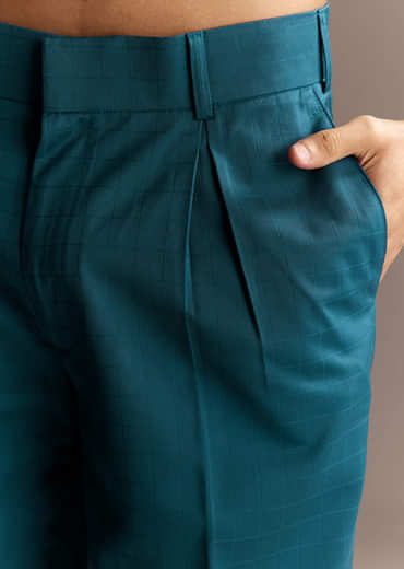 Blue Kurta Jacket Set With Palazzo Pants