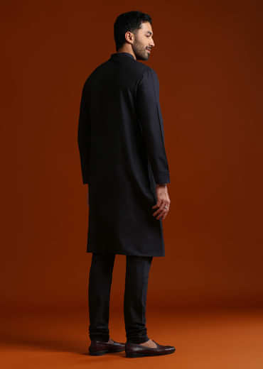 Blue Kurta Set For Men With Pintucks