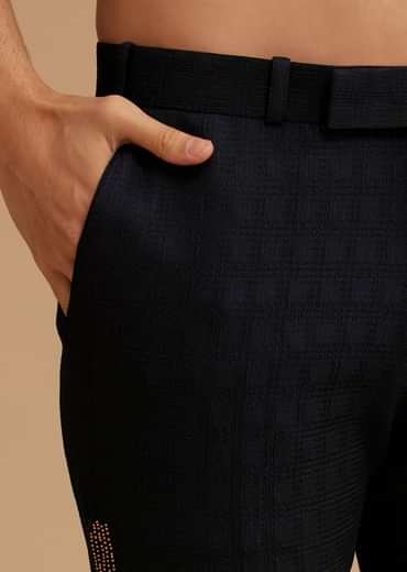 Blue Kurta Set With Moti And Mirror Embroidery