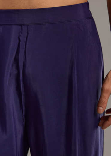 Blue Modal Kurta Set For Men With Hand Dyed Leheriya Print