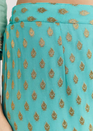 Blue Ombre Kurta Palazzo Suit With Zardosi And Sequins Work