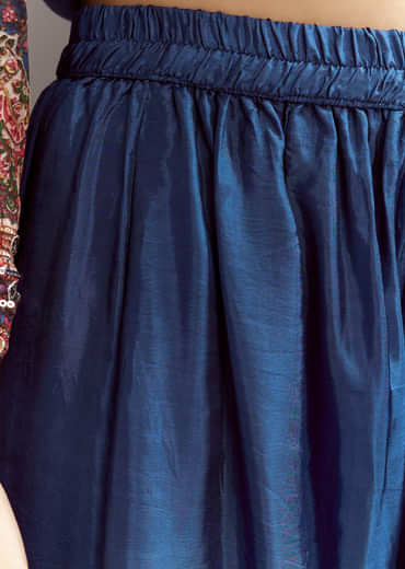 Blue Printed Gotta Lace Sequin Kurta Set With Floral Print Dupatta