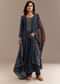 Blue Roman Silk Printed Anarkali Set