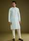 Blue Silk Blend Kurta Set With Mirror Work