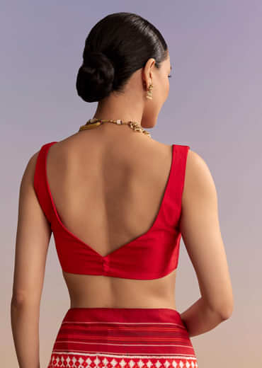 Blue Silk Double Ikkat Handwoven Patola Saree With Floral Motifs