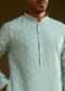 Blue Silk Embroidered Kurta Set