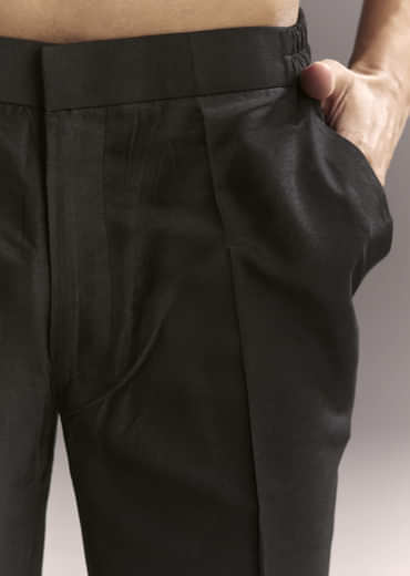 Blue Silk Kurta Jacket Set For Men With Resham Work