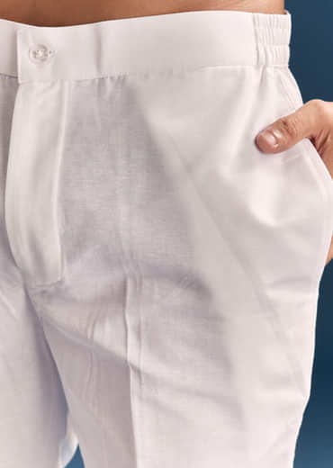 Pastel Blue Silk Kurta Set For Men With Mirror Work