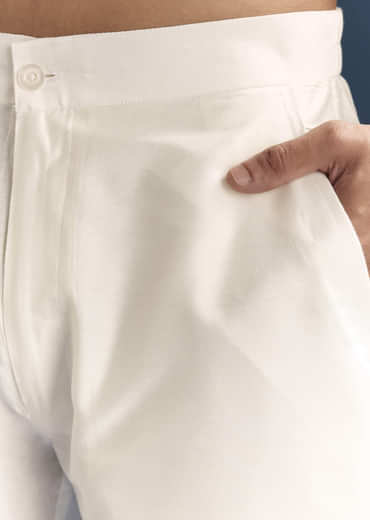 Blue Silk Kurta Set For Men With Thread Embroidery