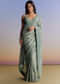 Blue Tissue Saree With Cutdana Sequins And Beads Embroidered Border