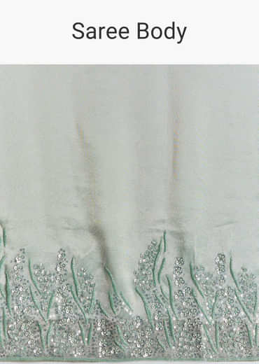 Blue Tissue Saree With Cutdana Sequins And Beads Embroidered Border