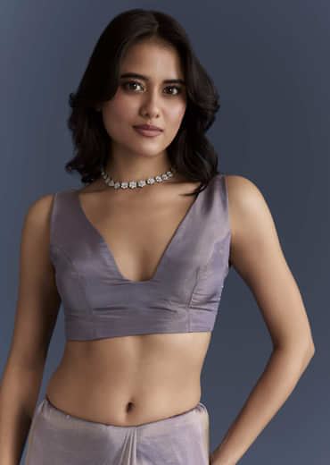 Blue Tissue Saree With Heavy Hand Embroidery