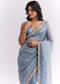 Blue Tissue Silk Saree With Heavy Hand Embroidery