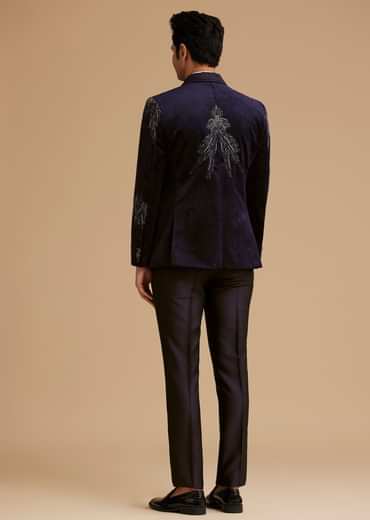 Blue Velvet Tuxedo with Stone and Cut Dana Work