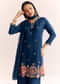 Blue Zardosi Work Dola Silk Kurta Set With Dupatta In Organza