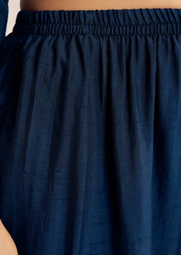 Blue Zardosi Work Dola Silk Kurta Set With Dupatta In Organza