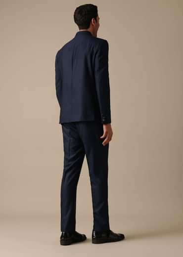 Blue Bandhgala Jodhpuri And Pant Set In Terry Rayon