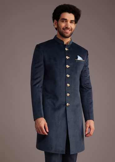 Blue Bandhgala Suit