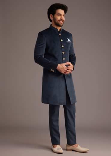 Blue Bandhgala Suit