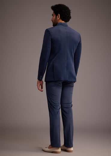 Blue Bandhgala With Embroidered Motif