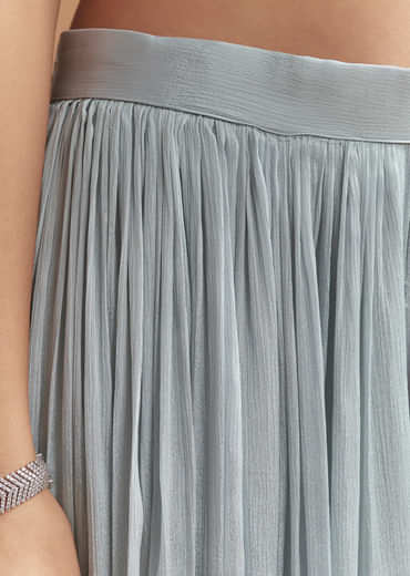 Blue Chinon Palazzo Suit With Intricate Hand Embroidery