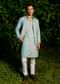 Blue Cotton Leheriya Bandi Kurta Set With Lace Work