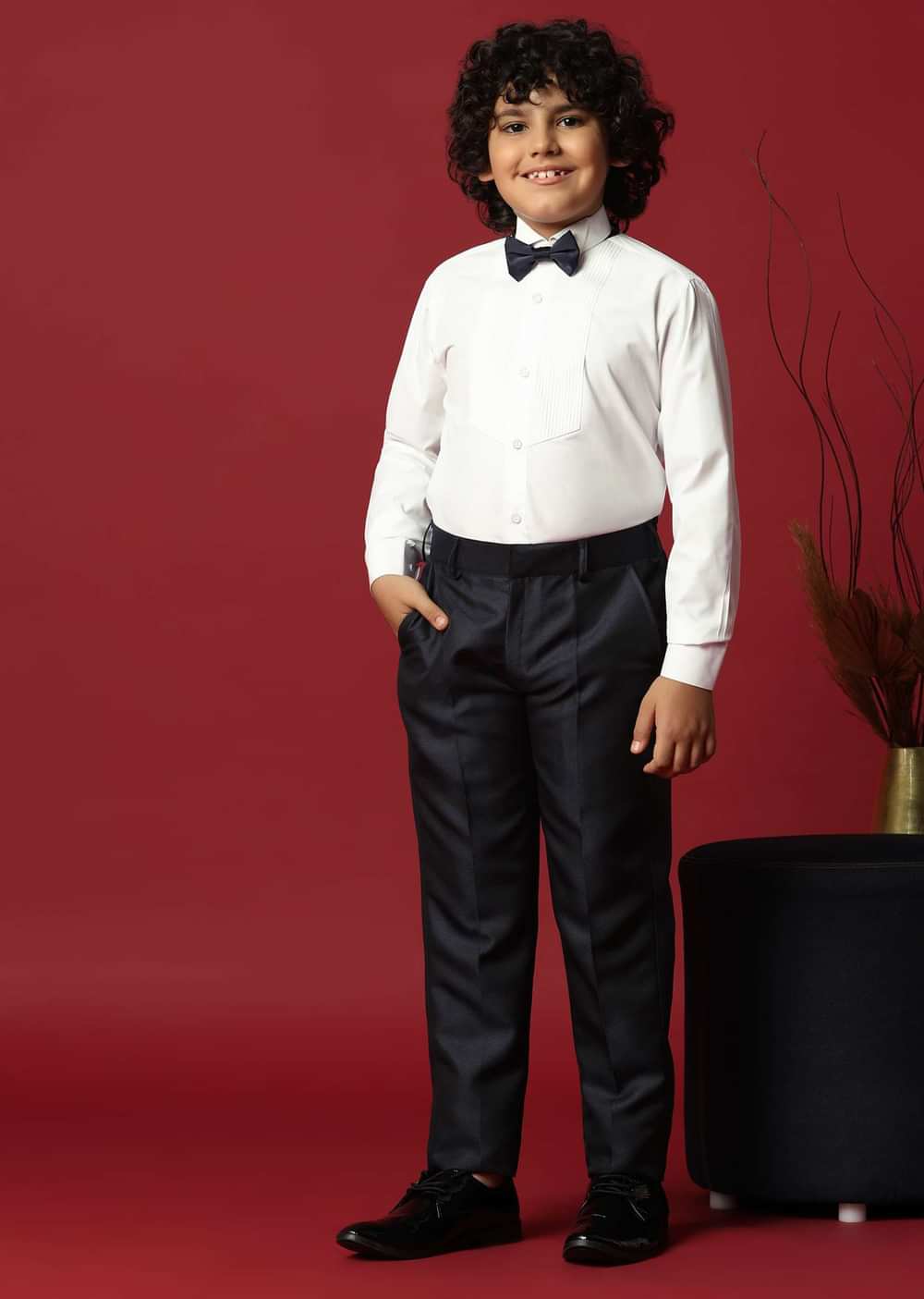 Blue Cutwork Embroidery Festive Tuxedo For Boys