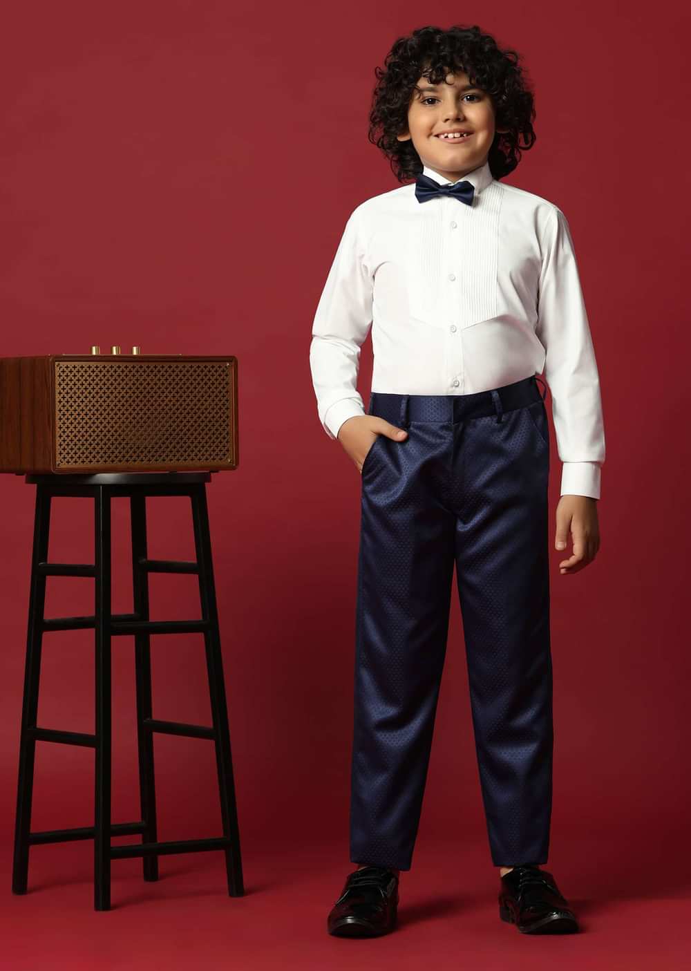 Blue Cutwork Tuxedo Set For Young Gentlemen