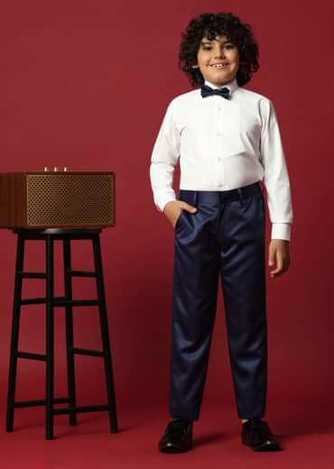 Blue Cutwork Tuxedo Set For Young Gentlemen