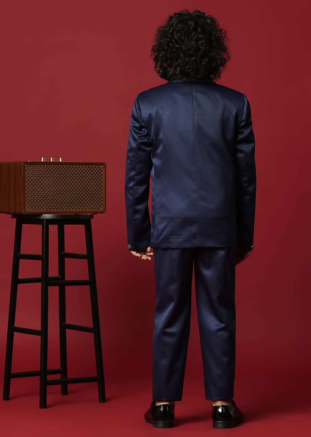 Blue Cutwork Tuxedo Set For Young Gentlemen