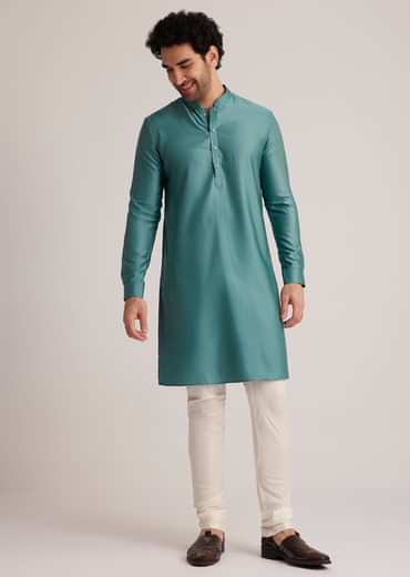 Blue Embroidered Jacket Kurta Set