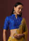 Blue Embroidered Raw Silk Blouse