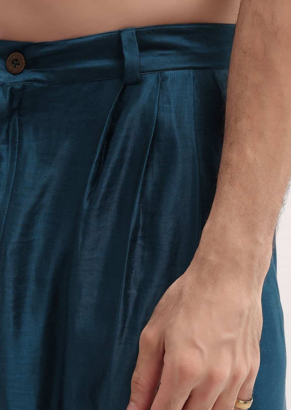 Blue Embroidered Silk Kurta Jacket Set For Men