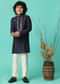 Blue Festive Embroidered Kurta Set For Boys