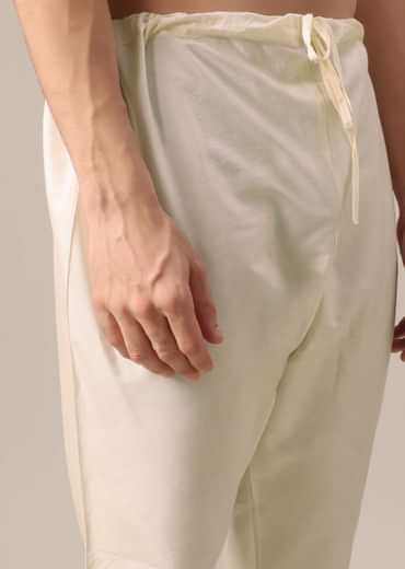 Blue Floral Print Jacket And Kurta Set In Silk