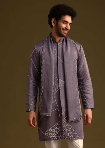 Blue Hand Embroidered Kurta Set Wuth Dupatta