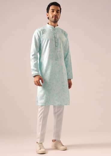Blue Jacket And Kurta Set with Tie Dye And Mirror Work