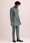 Blue Jacket and Kurta Set With Cutwork Detail