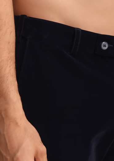 Blue Jodhpuri Suit In Velvet With Pocket Square