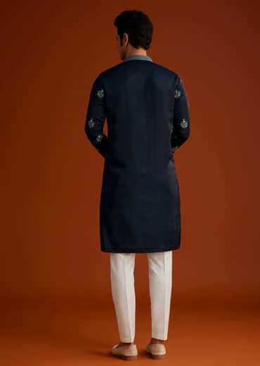 Blue Kurta With Resham Embroidery
