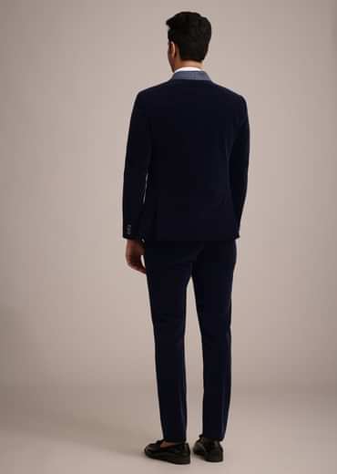 Blue Micro Velvet Tuxedo Set