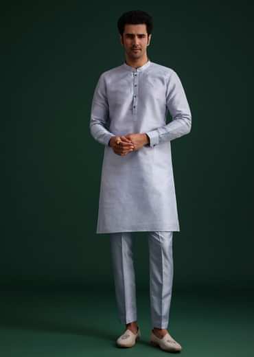 Blue Ombre Zardosi Work Jacket Set With Flamingo Motifs