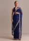 Blue Organza Cutdana Embroidered Saree With Unstitched Blouse