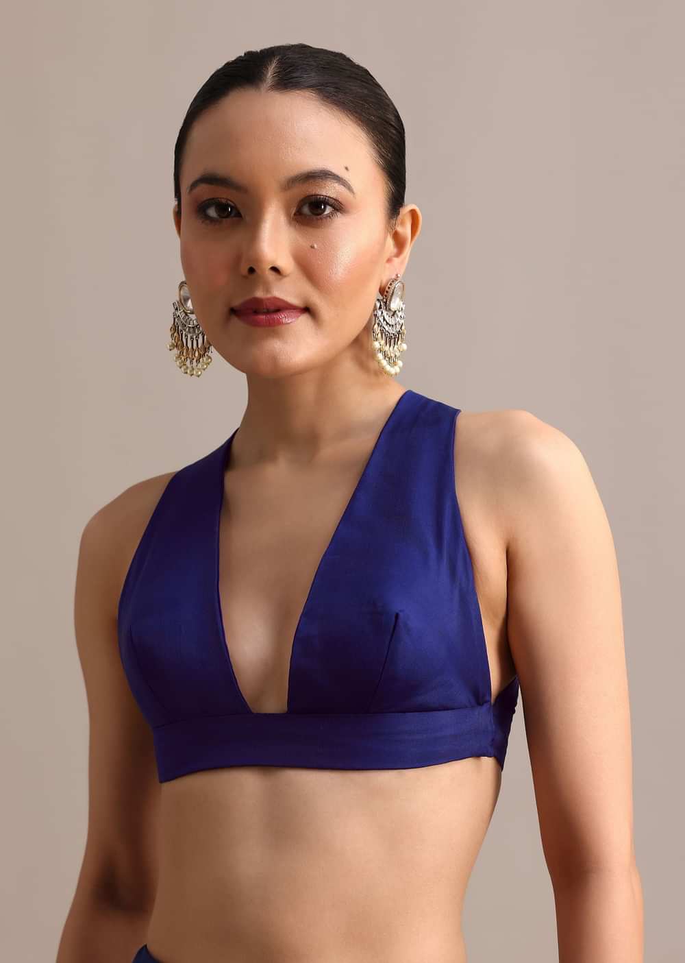 Blue Organza Cutdana Embroidered Saree With Unstitched Blouse